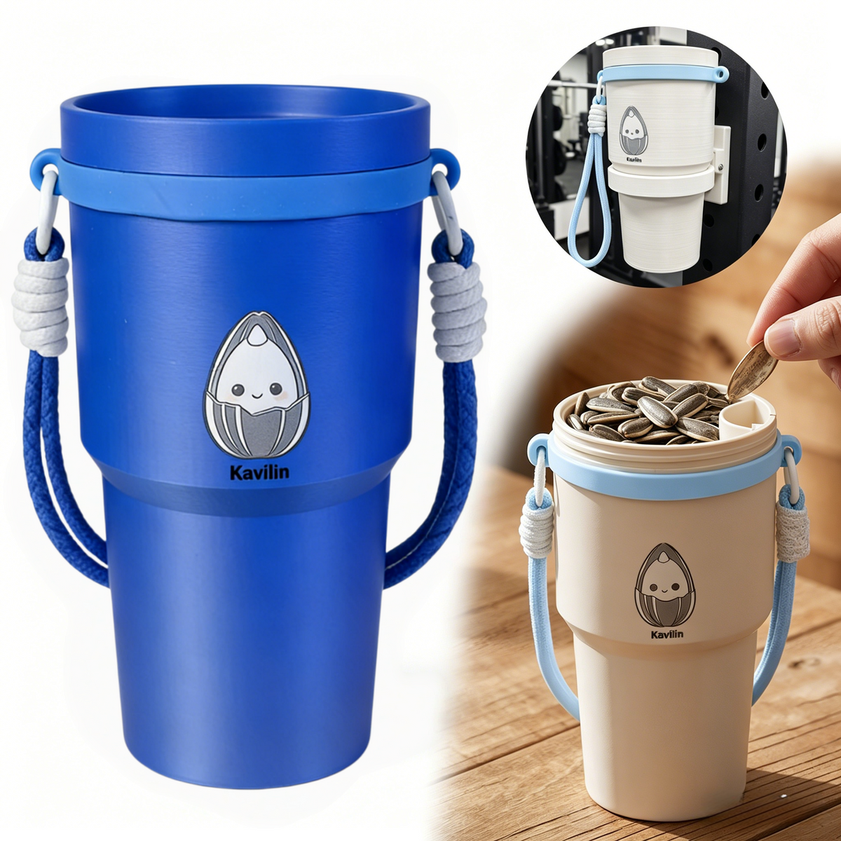 2-in-1 Sunflower Seed Snack Cup with Foldable Magnetic Holder