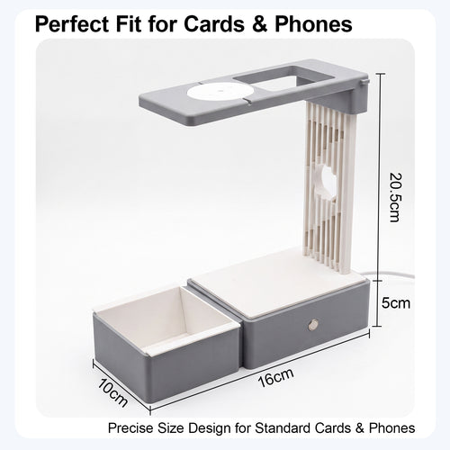 TCG Card Scanner Station with Adjustable LED Light, Magnetic Sorting Tray & Phone Stand, Trading Card Scanner for Sleeved & Unsleeved Cards, Card Organizer for Collectors