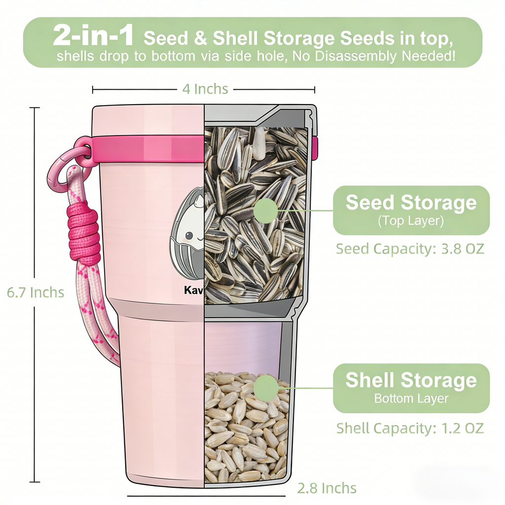 2-in-1 Sunflower Seed Snack Cup with Foldable Magnetic Holder
