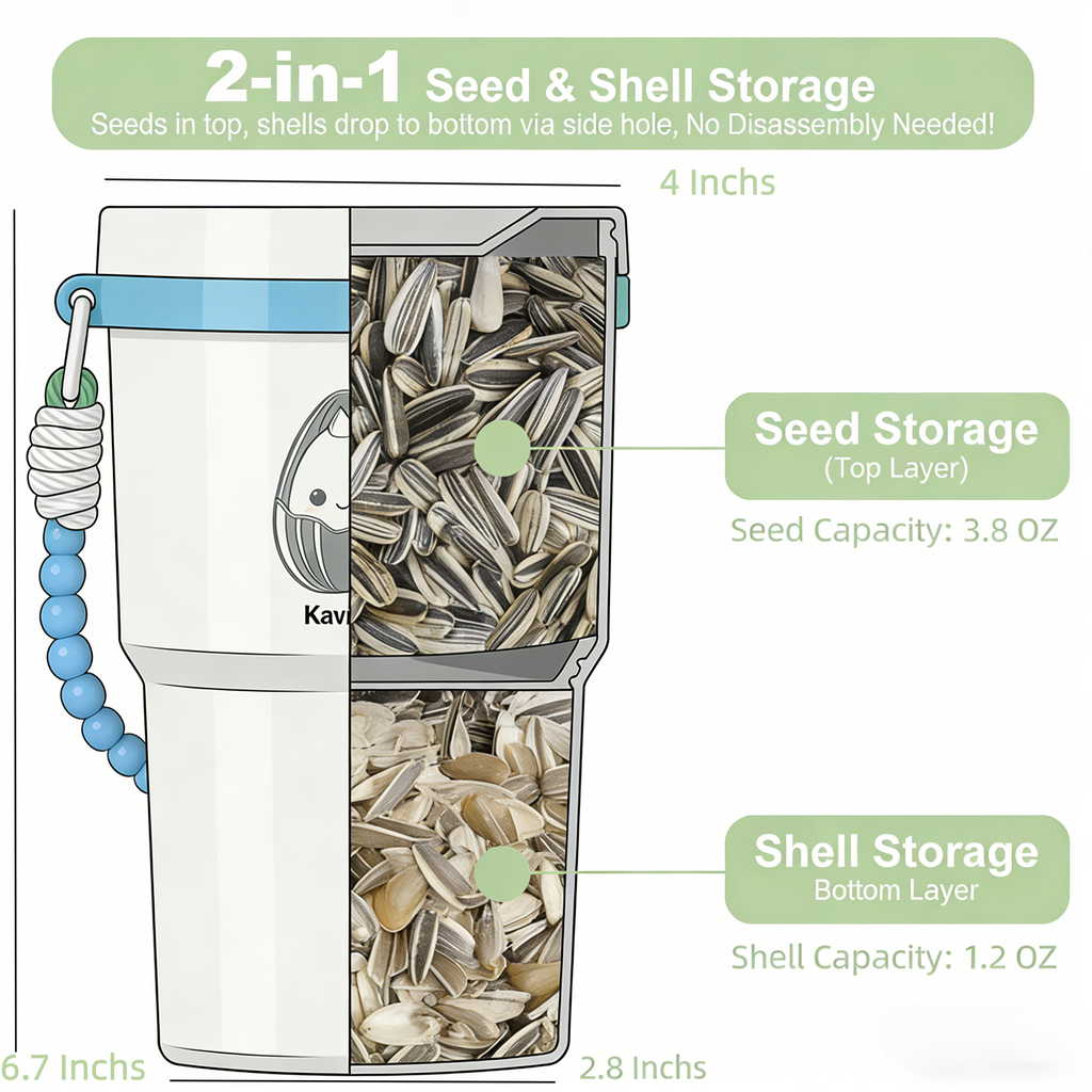 2-in-1 Sunflower Seed Snack Cup with Foldable Magnetic Holder