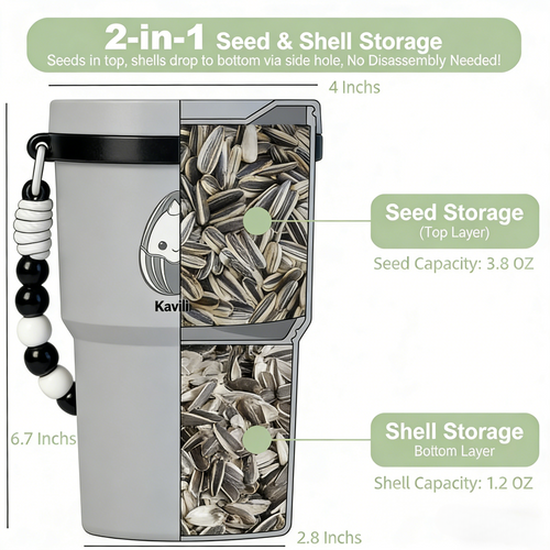 Sunflower Seed Spit Cup, 2-in-1, Foldable Magnetic Holder Seed and Shell Separation, Easy Shell Disposal, Portable Snack Cup for Car, Outdoors, Travel, Baseball