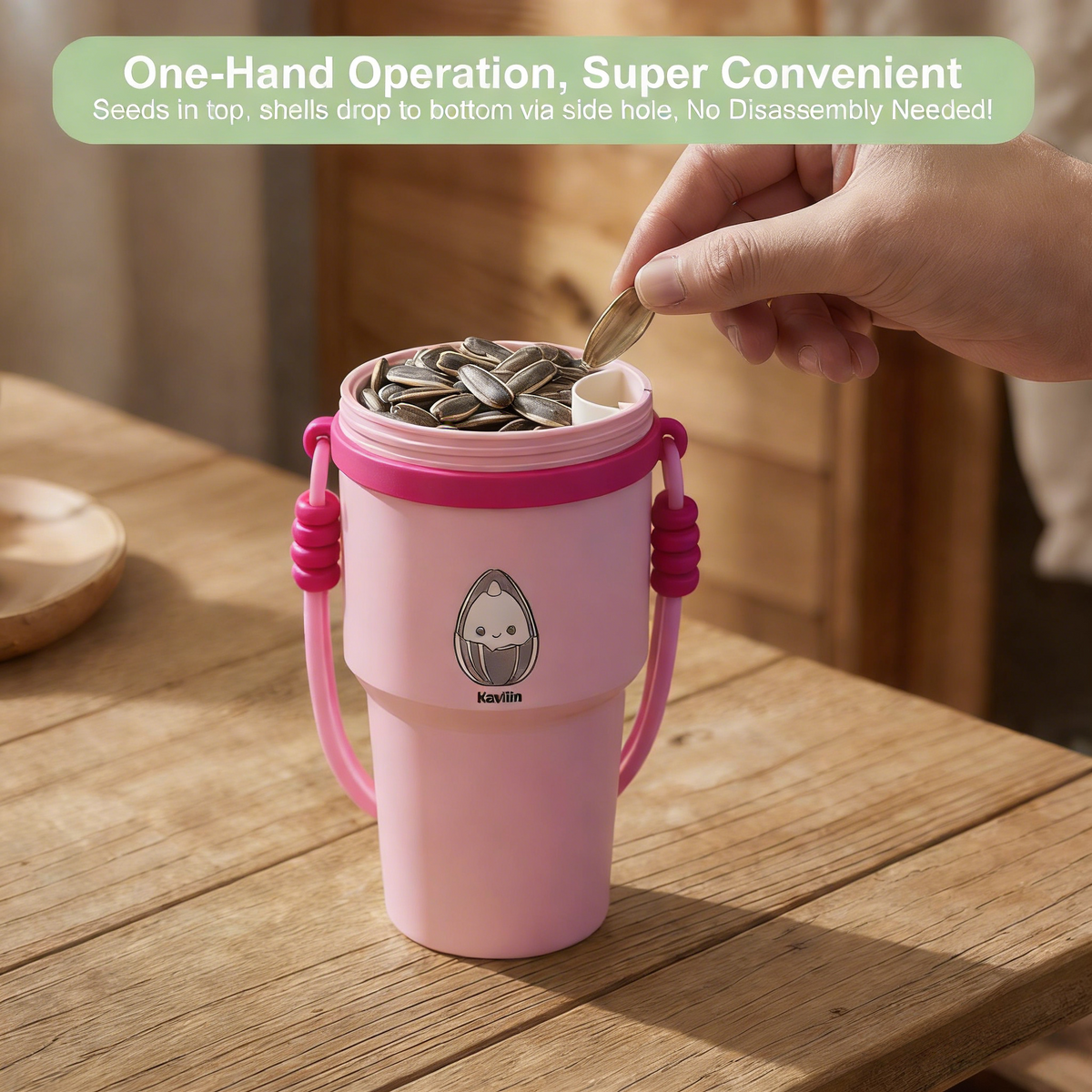2-in-1 Sunflower Seed Snack Cup with Foldable Magnetic Holder