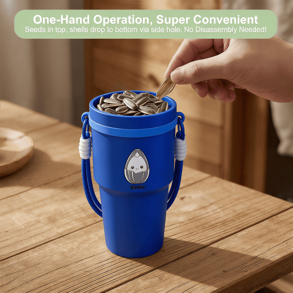2-in-1 Sunflower Seed Snack Cup with Foldable Magnetic Holder