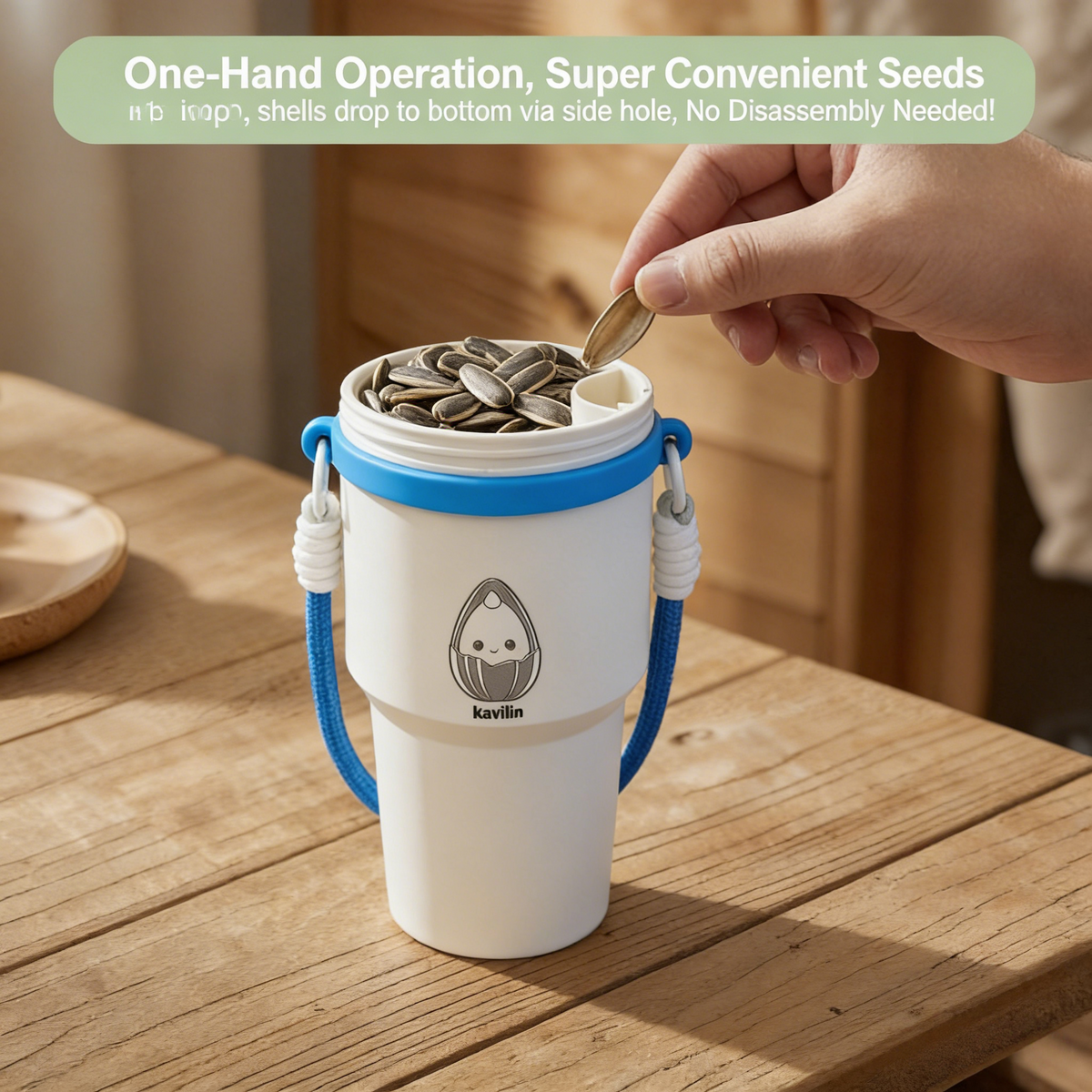 2-in-1 Sunflower Seed Snack Cup with Foldable Magnetic Holder