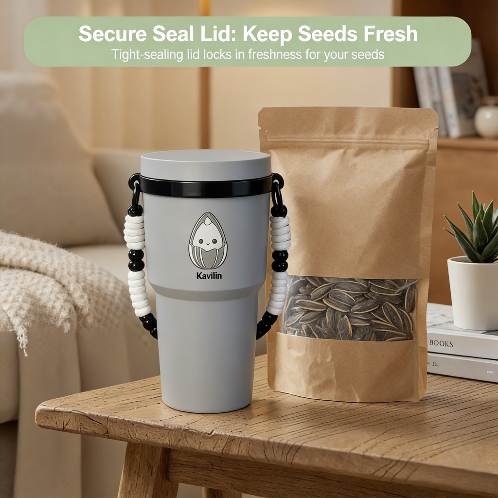 2-in-1 Sunflower Seed Snack Cup with Foldable Magnetic Holder