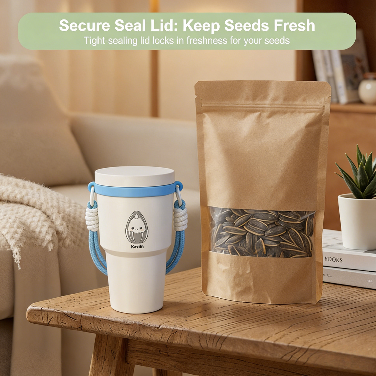 2-in-1 Sunflower Seed Snack Cup with Foldable Magnetic Holder